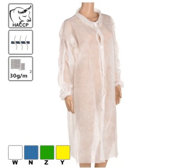 Fartuch PP 30g/m2, rzep, bieły