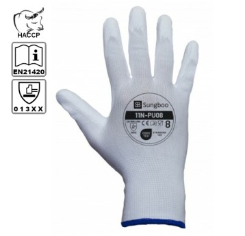 Rękawice powlekane PU WHITE 11N-PU8